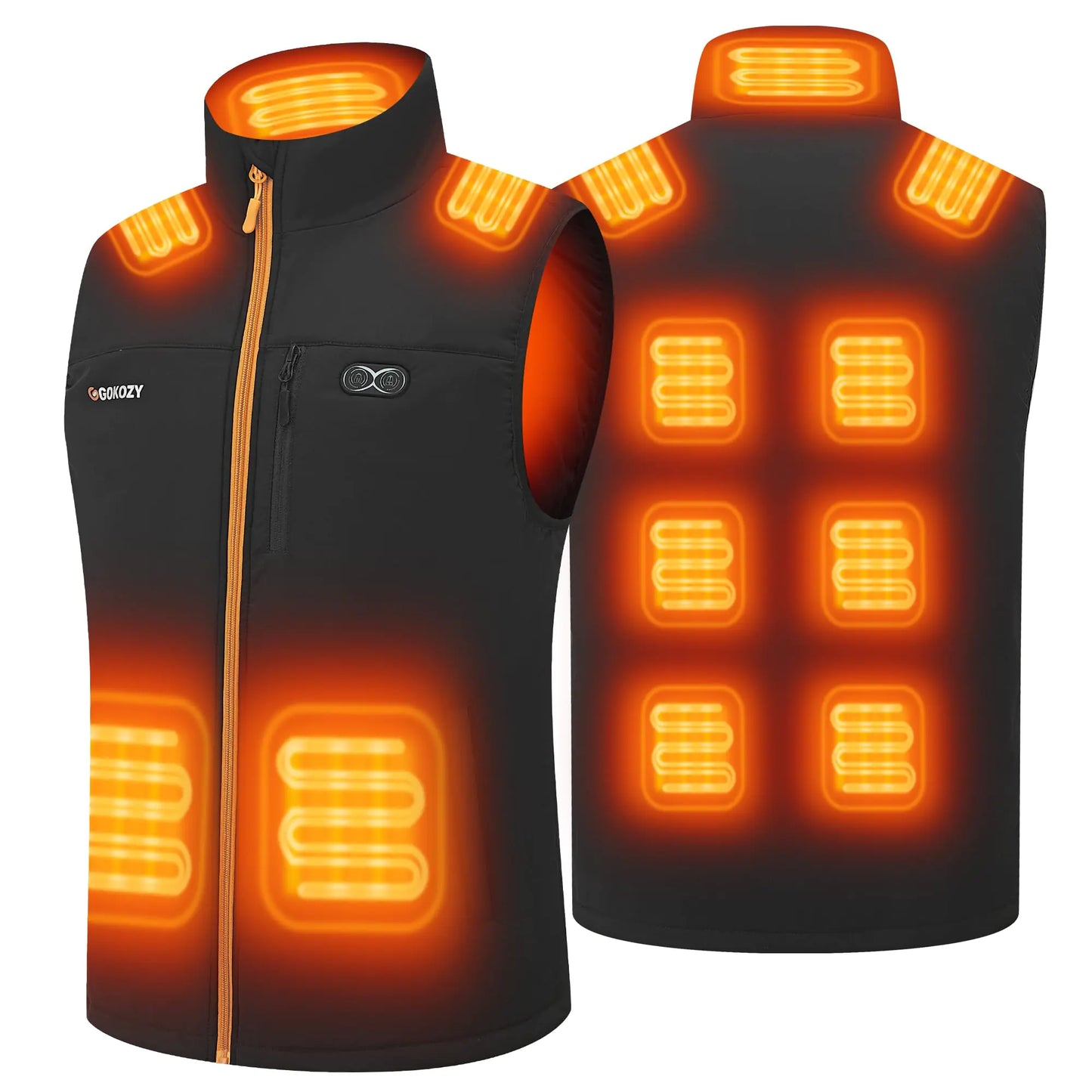 Gokozy Heated Vest for Men11 Heating Zone Warm Lightweight Heated Jacket Electric Heated Motorcycle Vest No Include Battery
