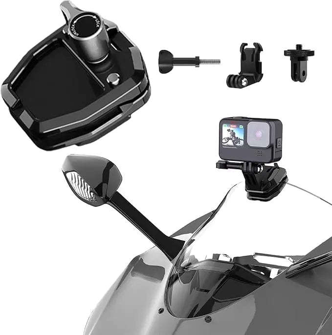 Motorcycle Windshield Clip Camera Mount AccessoriesQuick Release Clip Mount for Gopro Hero 12 11 10 9 8 7 DJI Action 5 4 3 Compatible with Insta 360 X4 X3 X2 Sports Action Cam Aluminum Alloy