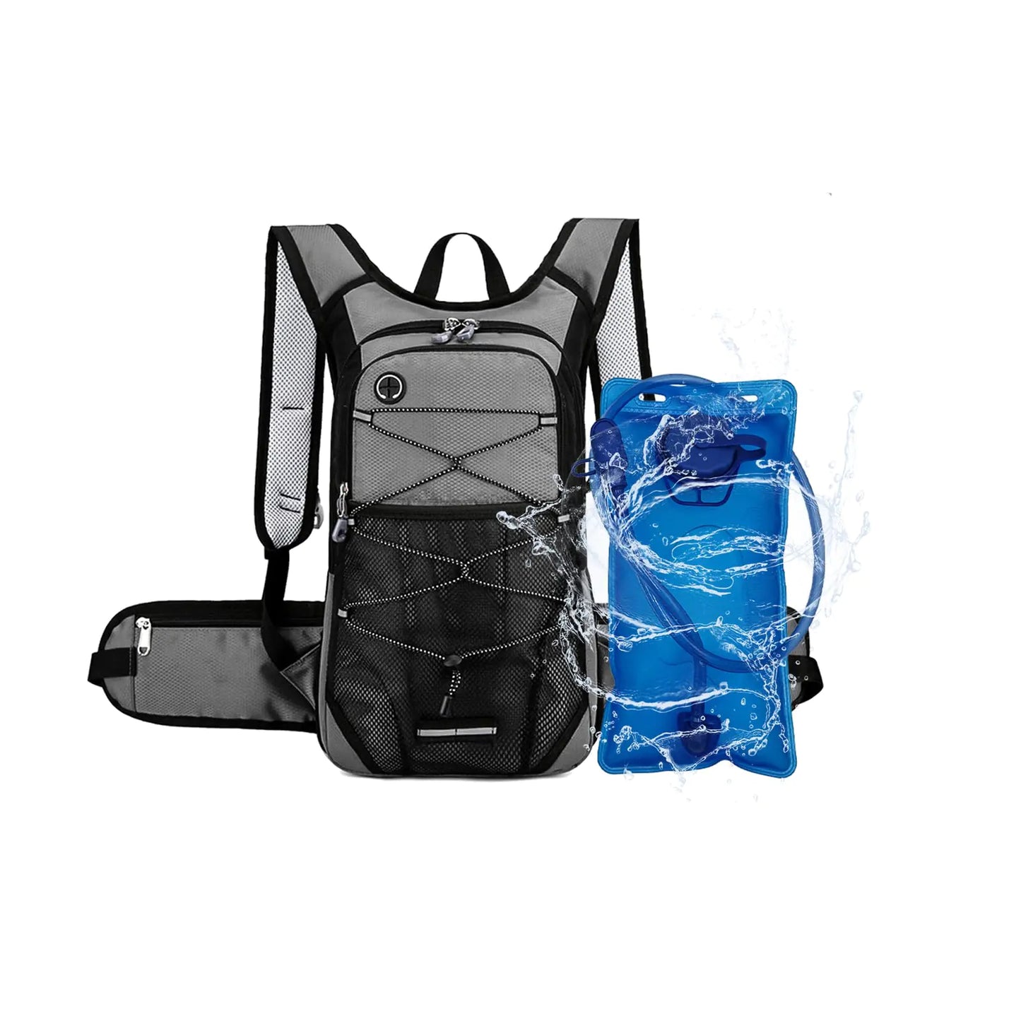 Hydration Backpack Hiking Backpack with Water Bladder Lightweight Insulation Hydration Pack Water Backpack for Hiking Cycling Running Festival Camping for Men Women (Grey 27X11X46CM)
